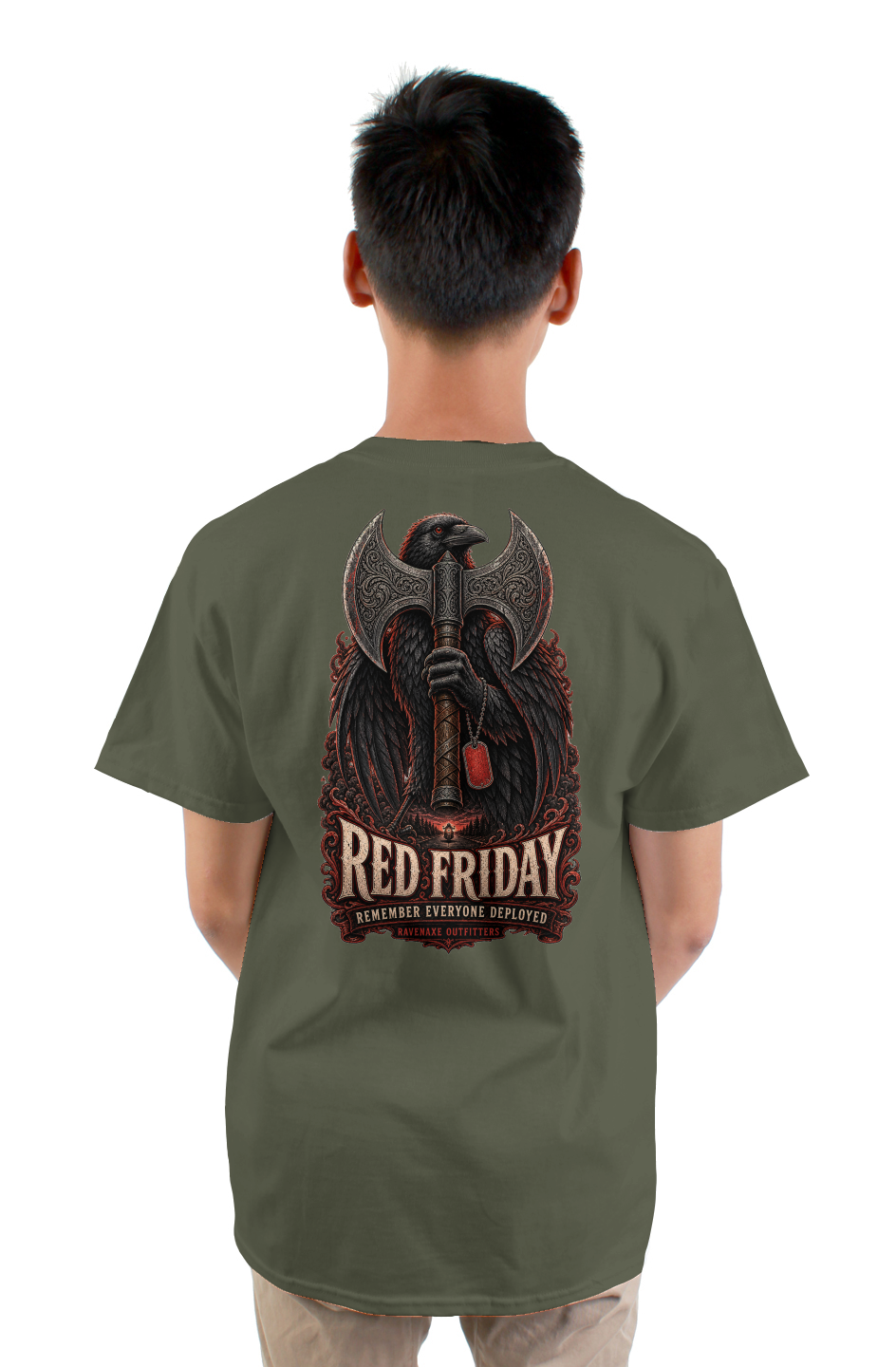 RavenAxe Watch Over Them RED Friday Tee